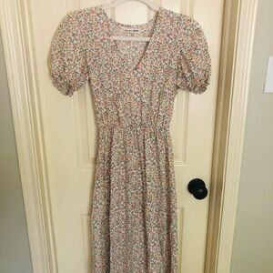 Reformation Floral Midi Dress with Puff Sleeves